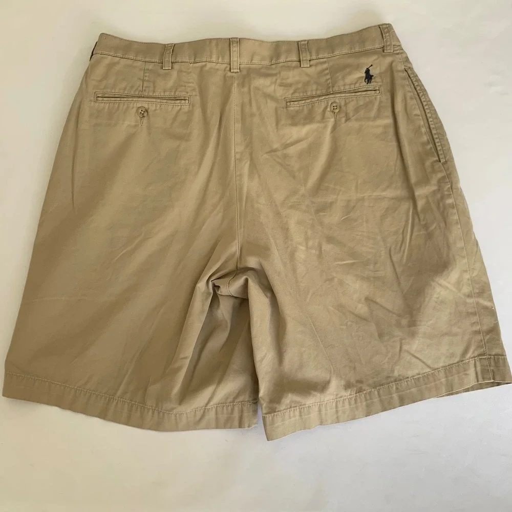 Polo Ralph Lauren Tyler Short Men‎ 36 Tan Khaki Pleated Chino Old Money Ivy